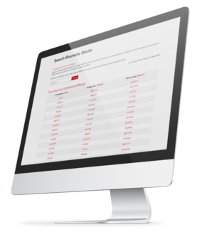 Búsqueda de acciones disponibles para la venta en corto en la pantalla del ordenador